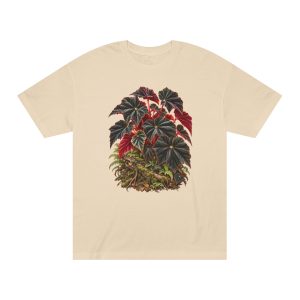 Red & Black Begonia Botanical Unisex T-Shirt