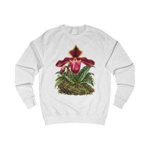 Lady Slipper Orchid Botanical Art Unisex Sweatshirt