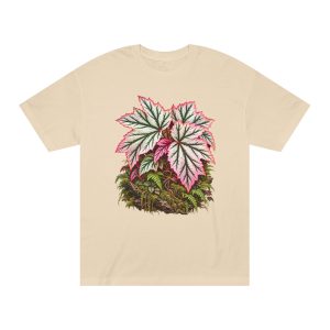 Pink & White Begonia Botanical Unisex T-Shirt